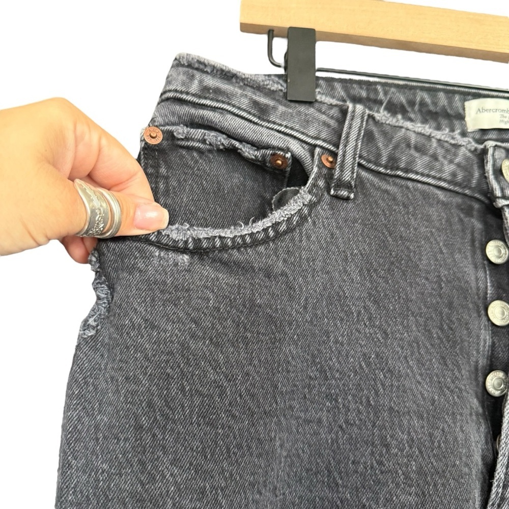 Abercrombie & Fitch Black Dad Jean/ Straight Leg Distressed - Picture 5 of 7